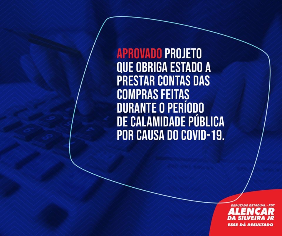 Deputado Alencar da Silveira Jr - Projeto que obriga o Governo de Minas a prestar contas das compras durante o período de calamidade pública é aprovado na ALMG